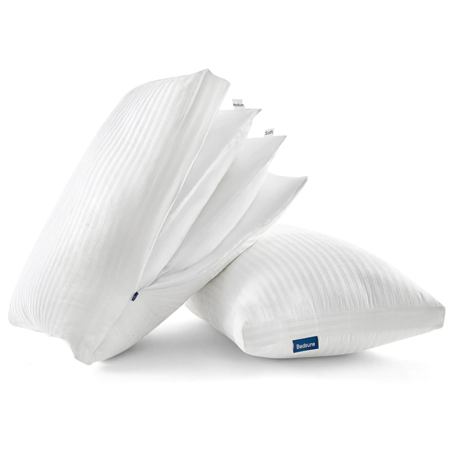 Adjustable Layer Bed Pillows for Sleeping – King Size, Set of 2. Soft & Firm Fluffy Pillows with 100% Cotton Cover and 4 Customizable Layers for Back, Side & Stomach Sleepers
