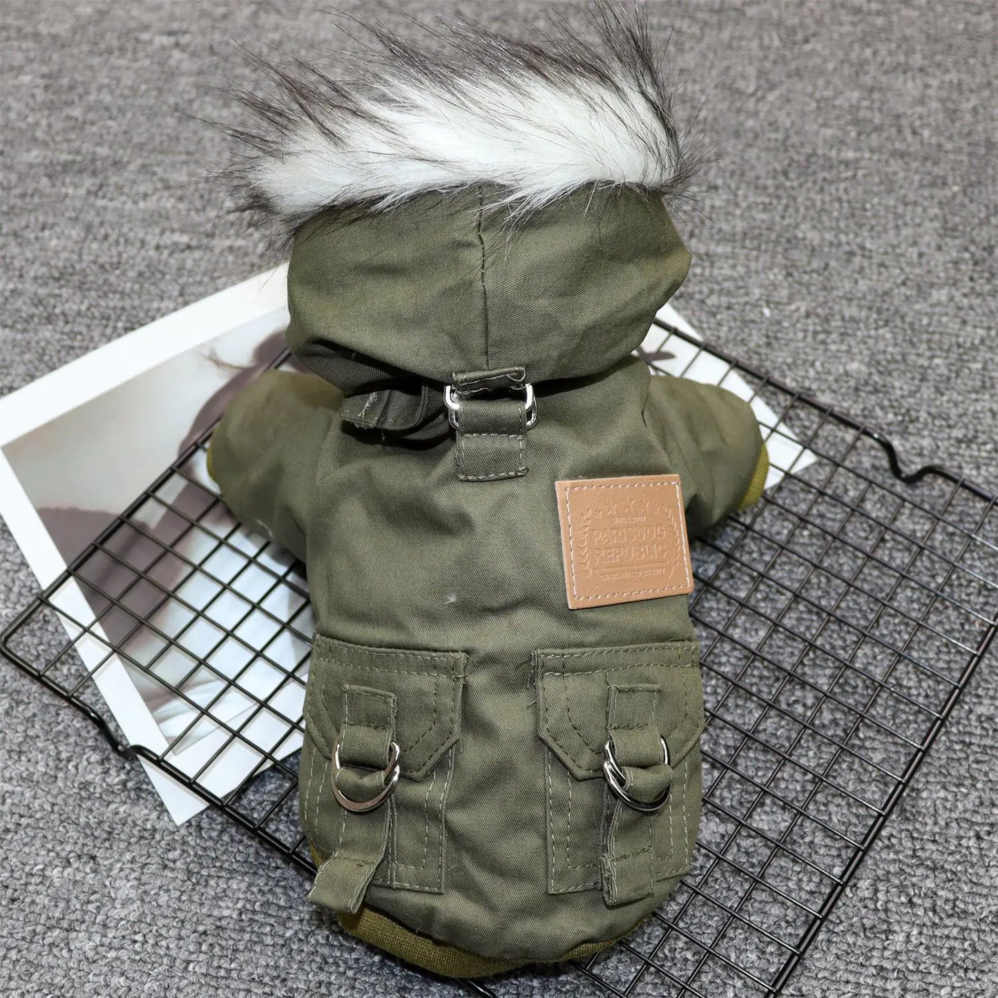 Padded Cotton Dog Coat – Winter Jacket for Small Dogs (XS–2XL, Army Green & Khaki)