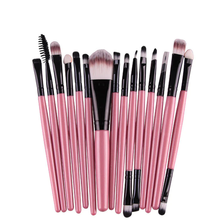 15-Piece Makeup Brush Set – Complete Professional Collection for Face, Eyes, and Brows