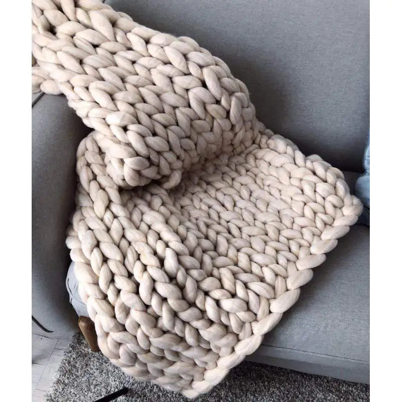 Chunky Merino Wool Blanket – Cozy Decorative Sofa Throw (Multiple Colors & Sizes)