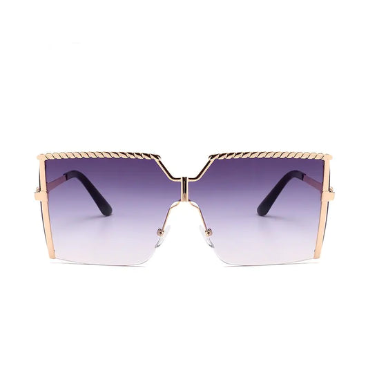 Frameless Gradient Square Sunglasses – Oversized PC+Metal UV400 Fashion Shades (Multiple Color Options)
