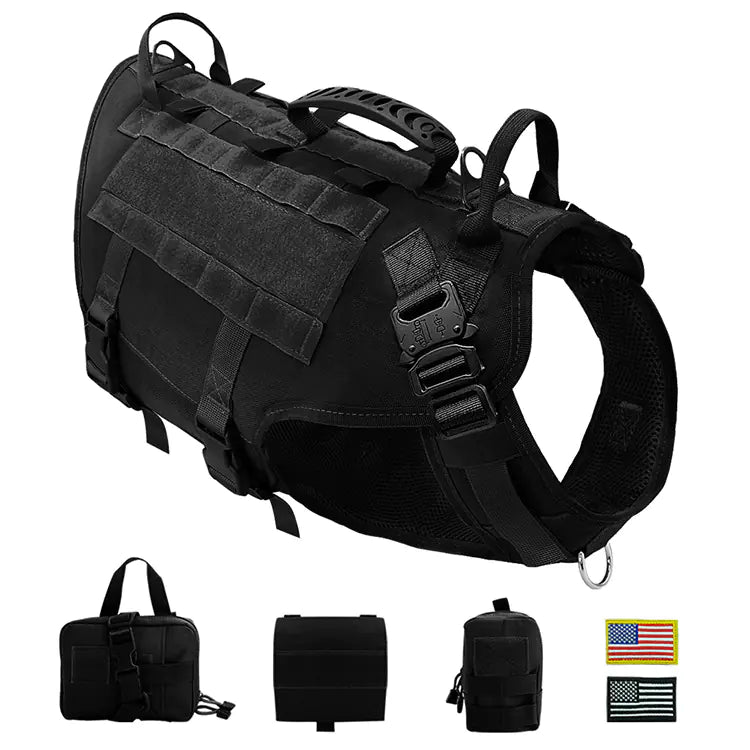 Combat Dog Harness – Heavy-Duty Chest Vest for Large Dogs with Handle and Leash Attachment (M & L Sizes)