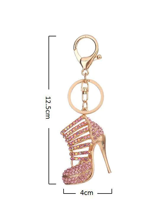 Exaggerated Trend Alloy High Heels Keychain Pendant – Rhinestone-Studded Fashion Charm