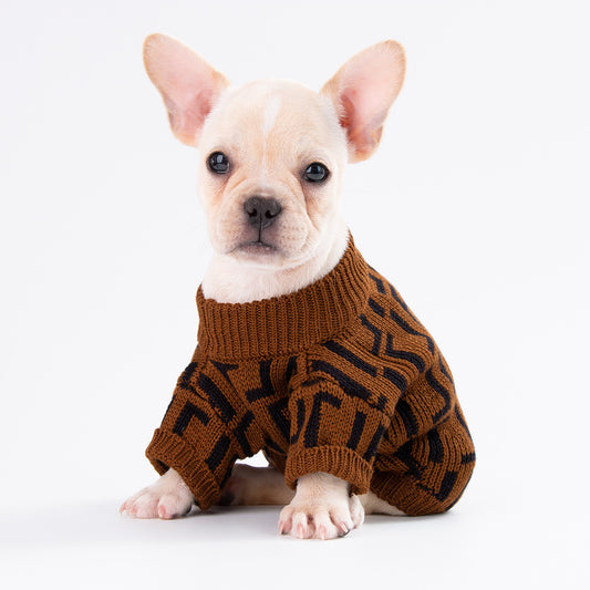Fashion Letter Dog Sweater Coat – Warm Wool Pullover for Stylish Pets (XS–XXL)