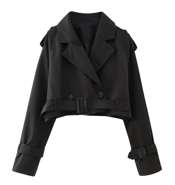 Women’s Belted Long Sleeve Short Trench Coat: A Modern Take on Timeless Style
