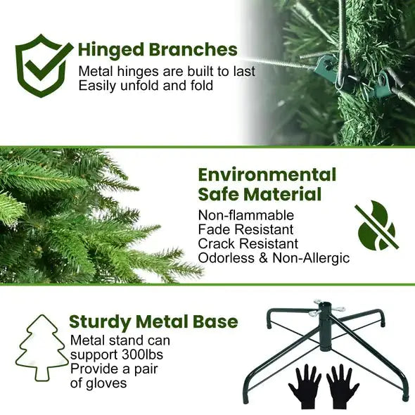 5FT PE PVC Mixed Automatic Christmas Tree with Lights – Fluffy, Realistic & Easy Assembly