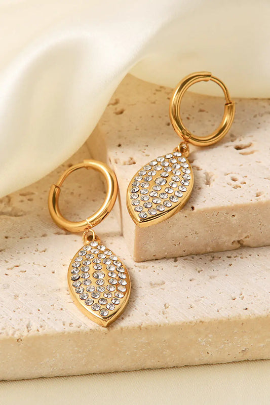Inlaid Rhinestone Leaf Drop Earrings: A Touch of Elegance & Sparkle