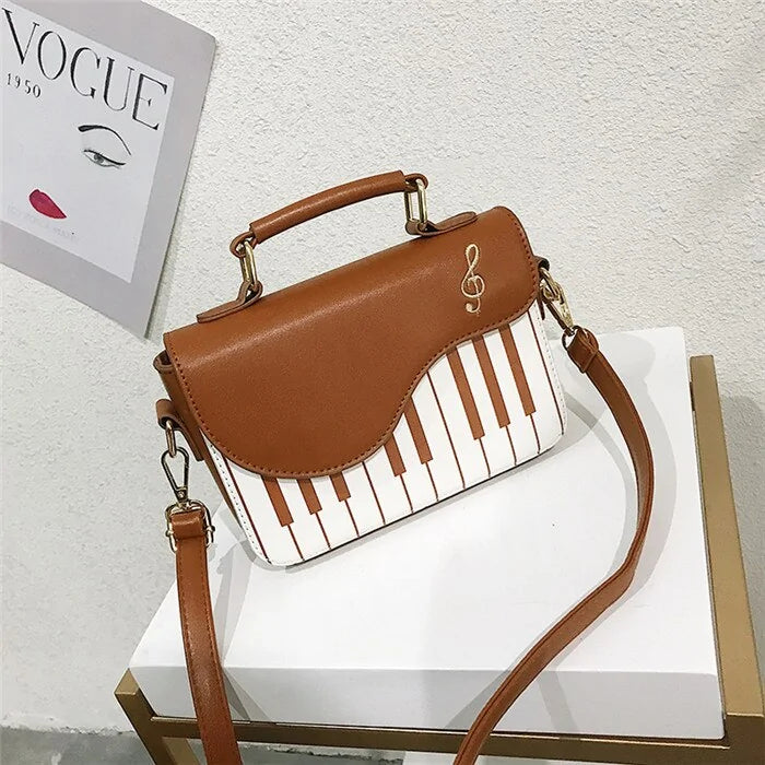 Bag Piano Pattern Leather Shoulder Bag – A Symphony of Style and Elegance