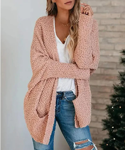 Knitted Double Pocket Cardigan Sweater – Cozy Knit Comfort with Functional Pockets