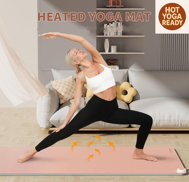 Heated Yoga Mat - 72 x 26.7 x 0.4 in | Intelligent Heating Pad for Hot Yoga, Period Cramps &amp; Winter Workouts – 120V Electric Fitness Mat