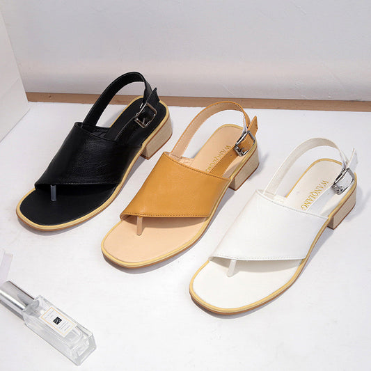 Fashion Herringbone Chunky Heel Sandals – Elegant, Versatile, and Built for All-Day Comfort