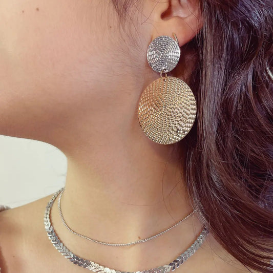 Orbit Earrings – Textured Gold & Silver Plated Metallic Earrings (ONLY 1 LEFT!)
