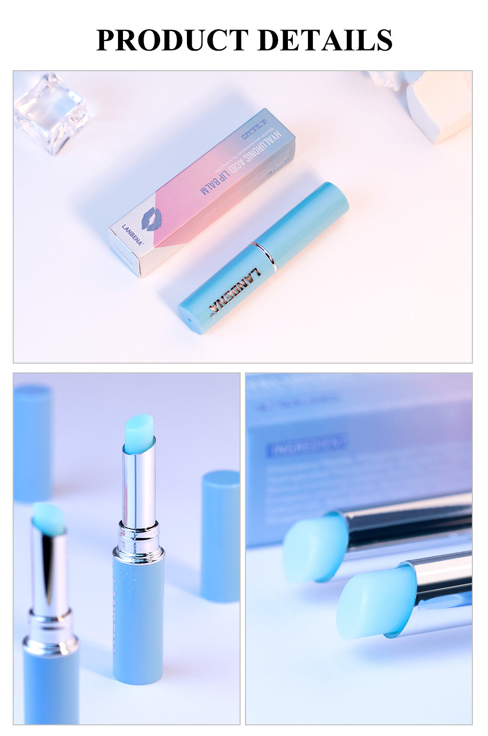 Hyaluronic Acid Nourishing Lip Balm – Hydrating Lip Care with Vitamin E and Jojoba Oil