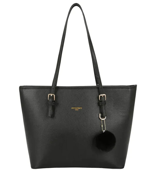 Casual Water-Resistant Bucket Handbag with Fluffy Charm – Everyday Elegance with a Playful Twist