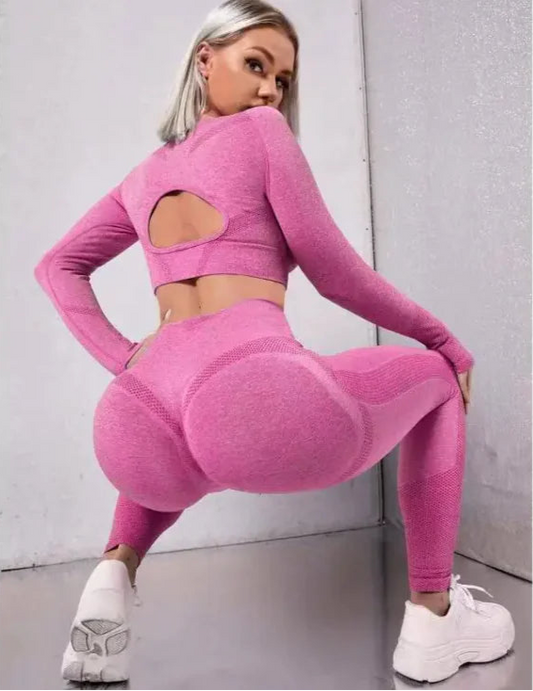 Yoga Two-Piece Suit – Long Sleeve Pullover &amp; Leggings Activewear for Women