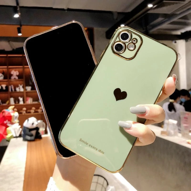 Electroplated Love Heart Phone Case for iPhone