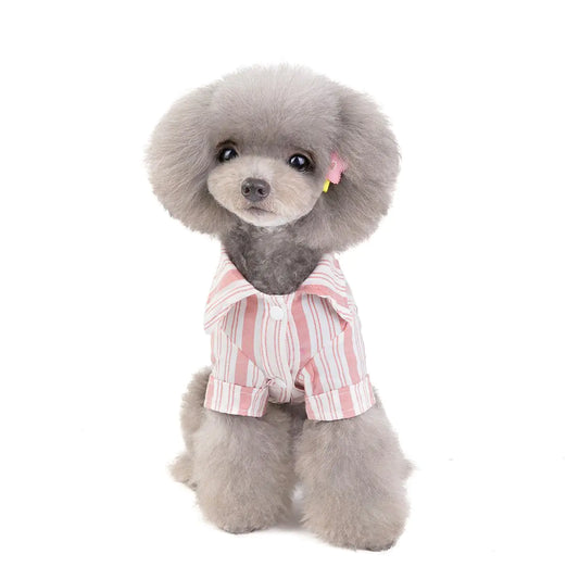 Dog Cat Clothes – Soft Cotton Leisure Shirts for Pets in Blue or Pink (S to 2XL Sizes)