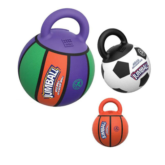 Dog Handle Ball Toy – Interactive Basketball &amp; Football Style Rubber Toy for Medium to Large Dogs