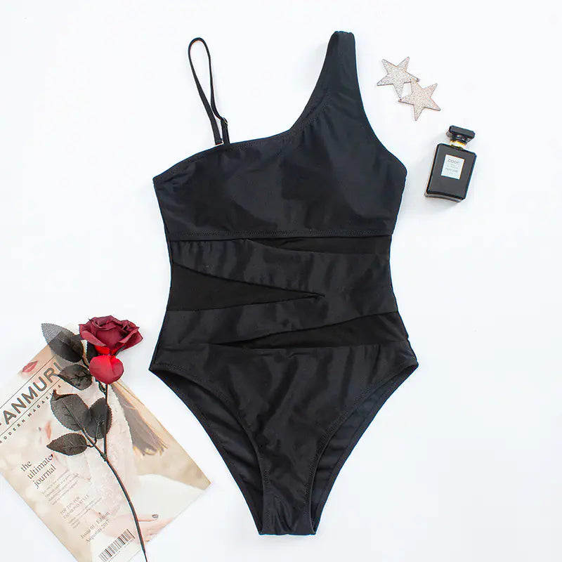 Sexy Shaping Solid Color Mesh Backless One-Piece Bikini