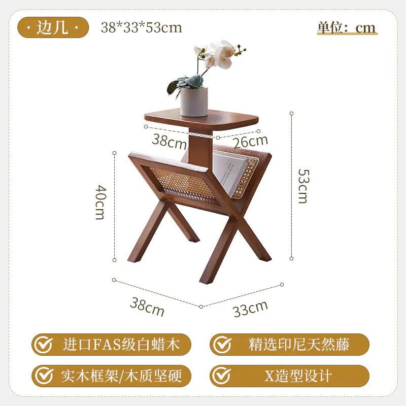 Modern Solid Wood Rattan Lounge Chair