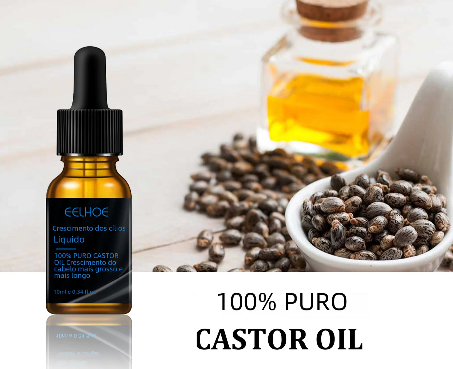 Eyelash Growth Liquid – 100% Pure Castor Oil for Thicker, Longer Lashes (10ml)
