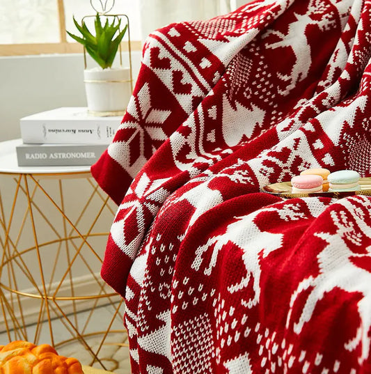 Knitted Jacquard Throw Blanket – Elegant Soft Knit for Home, Office & Travel (Multiple Sizes)