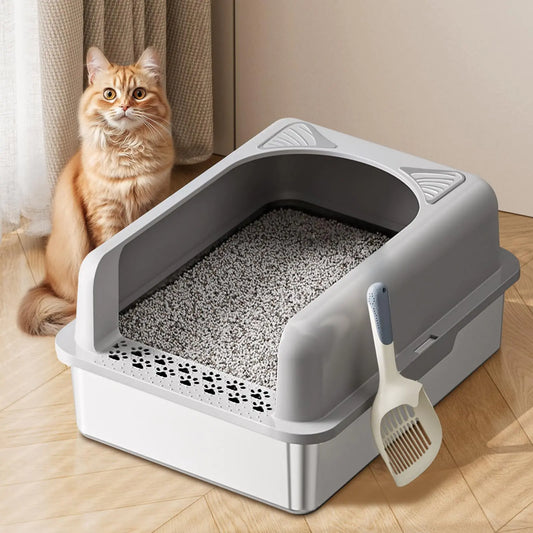 XL Stainless Steel Cat Litter Box with Enclosure – Durable, Odor-Free, Easy to Clean