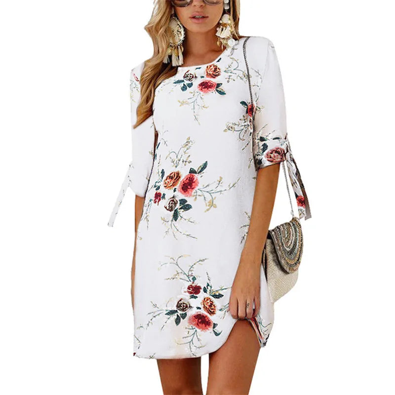 Floral Print Chiffon Beach Summer Dress