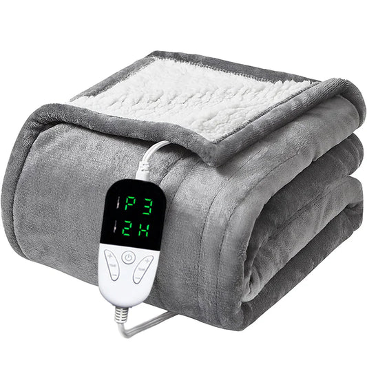 Heated Electric Blanket – Plush Flannel with 10 Heat Settings & Auto Shut-Off (Machine Washable)