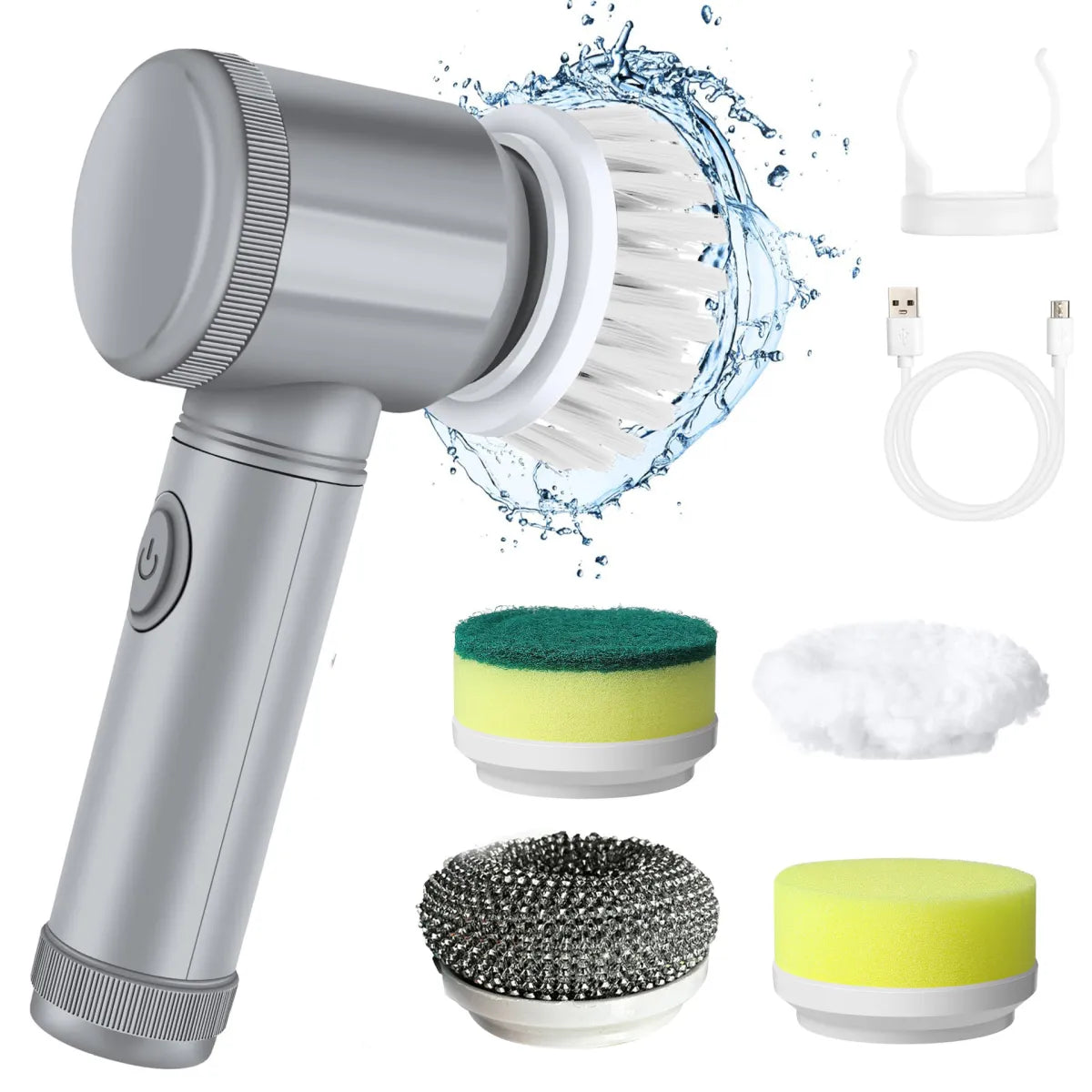 Multifunctional Electric Shoe & Household Cleaner – Rechargeable with 6 Brush Heads (USB Charging, Lightweight & Durable)