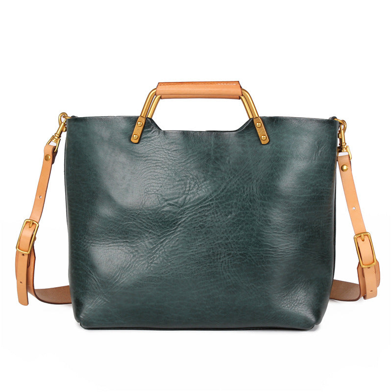 Layered Leather Handbag – Premium Cowhide Shoulder Messenger Bag in Six Timeless Colors