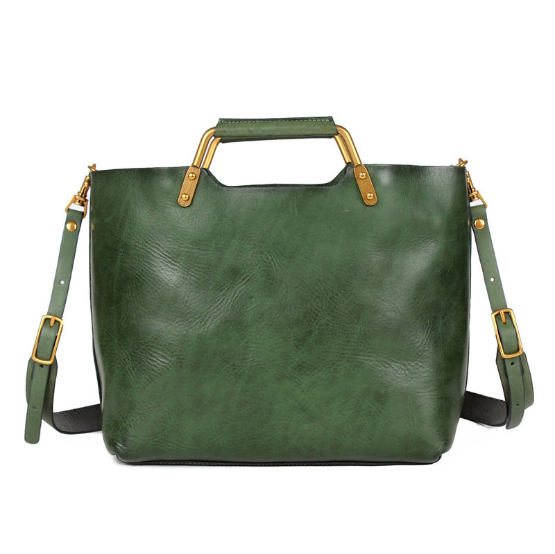 Layered Leather Handbag – Premium Cowhide Shoulder Messenger Bag in Six Timeless Colors