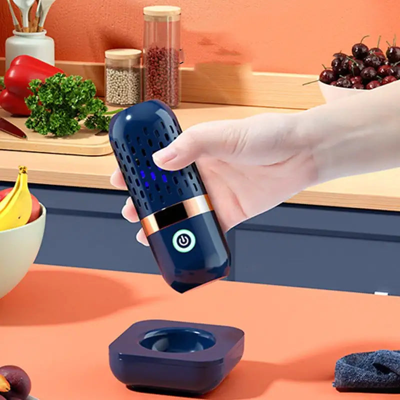 Wireless Capsule Fruit and Vegetable Cleaning Purifier – Portable Residue Remover with 3000mAh Battery (Blue)