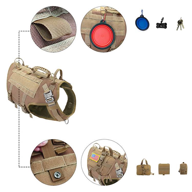 Combat Dog Harness – Heavy-Duty Chest Vest for Large Dogs with Handle and Leash Attachment (M & L Sizes)
