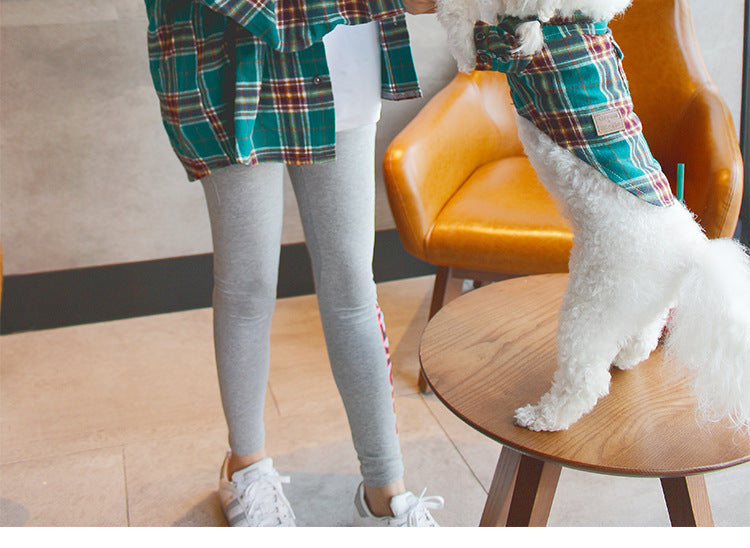 Pet Parent Matching Plaid Shirts – Cotton Twinning Set for You and Your Pet (Green & Yellow, XS–XXL + One Size Parent Fit)