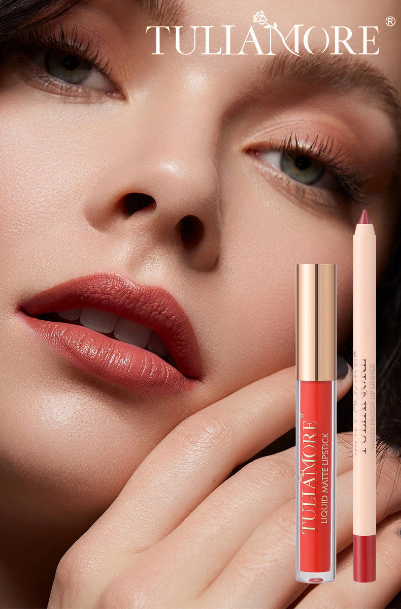Waterproof Matte Air Lip Glaze & Lip Pencil Set