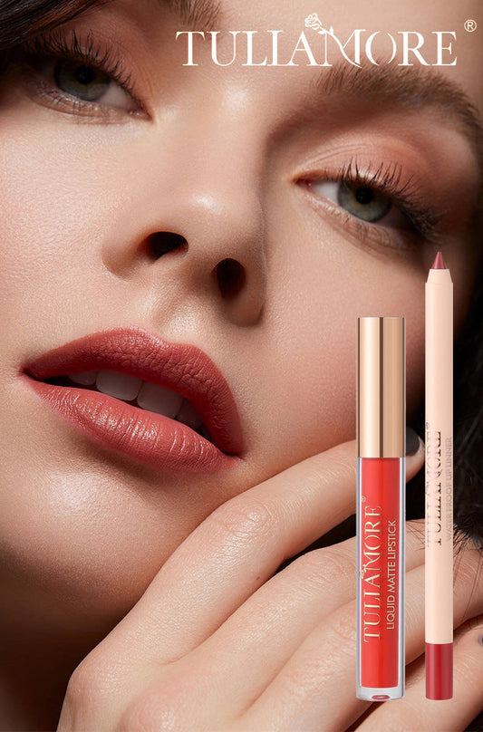 Waterproof Matte Air Lip Glaze & Lip Pencil Set