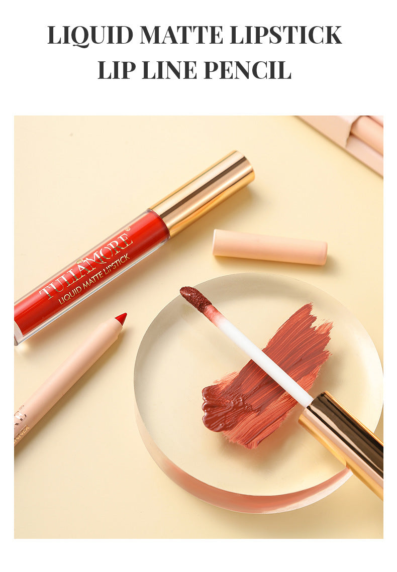 Waterproof Matte Air Lip Glaze & Lip Pencil Set