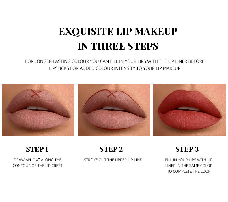Waterproof Matte Air Lip Glaze & Lip Pencil Set