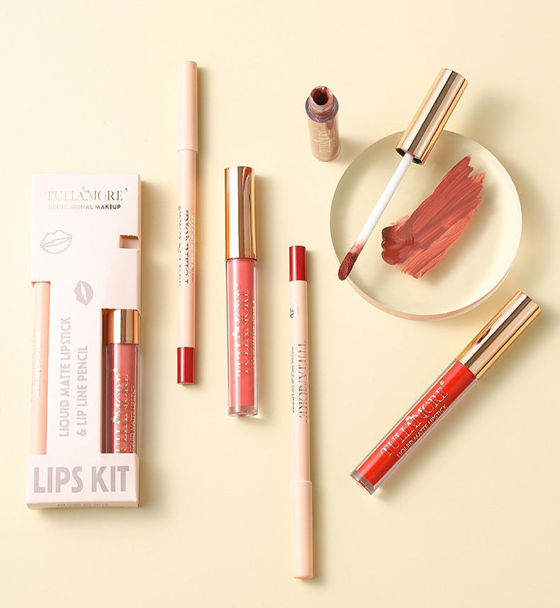 Waterproof Matte Air Lip Glaze & Lip Pencil Set