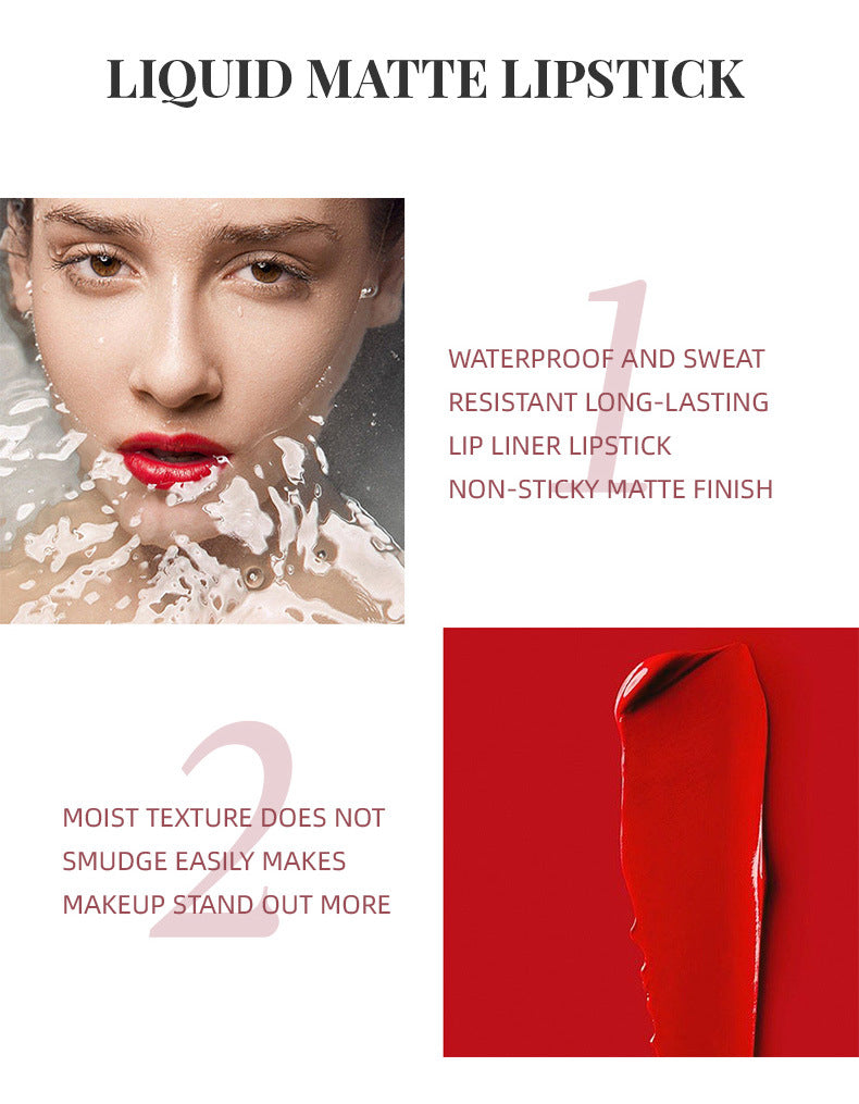 Waterproof Matte Air Lip Glaze & Lip Pencil Set