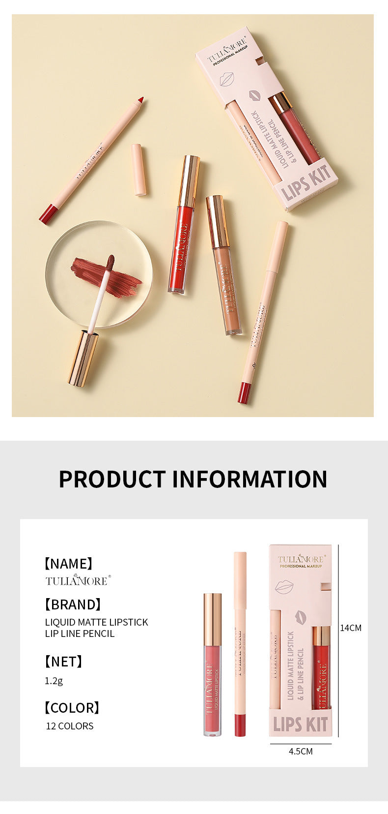 Waterproof Matte Air Lip Glaze & Lip Pencil Set