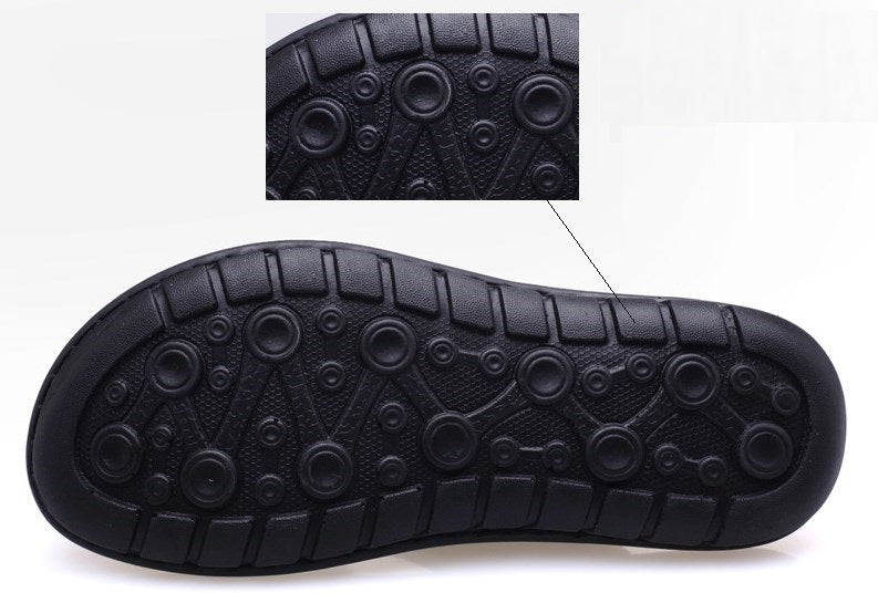 Men’s Cowhide Leather Flip-Flops – Durable Comfort for Driving and Everyday Wear