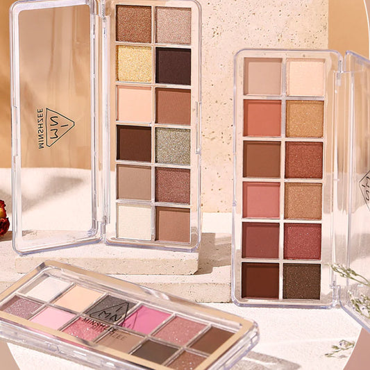 Eye Shadow Palette – 12 Richly Pigmented Shades in Matte, Shimmer & Pearlescent Finishes