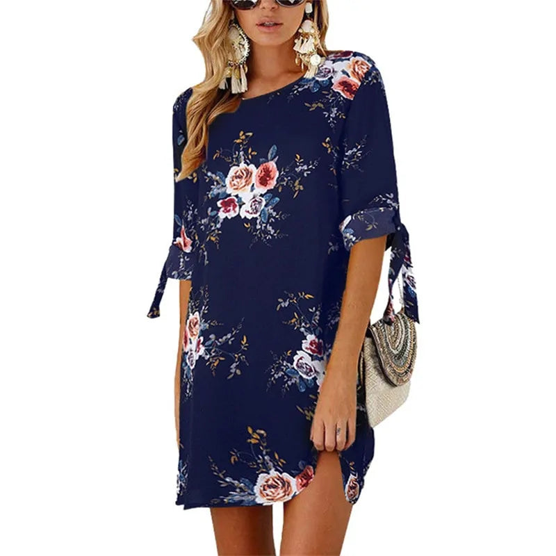 Floral Print Chiffon Beach Summer Dress