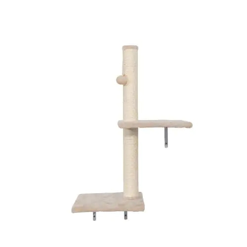 Wall-Mounted Cat Tree with 2 Apartments, 3 Ledges, 2 Ladders & Sisal Scratcher – Modern Space-Saving Cat Furniture for Climbing, Scratching & Lounging