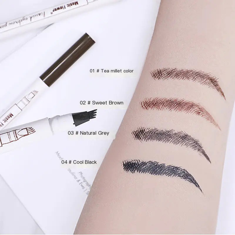 Waterproof Eyebrow Pencil – 4-Pronged Precision Tip for Natural, Long-Lasting Brows