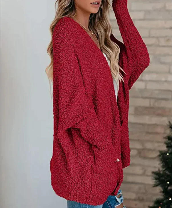 Knitted Double Pocket Cardigan Sweater – Cozy Knit Comfort with Functional Pockets