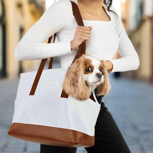 Faux Leather Small Dog Carrier – Hands-Free Pet Tote for Travel and Everyday Outings