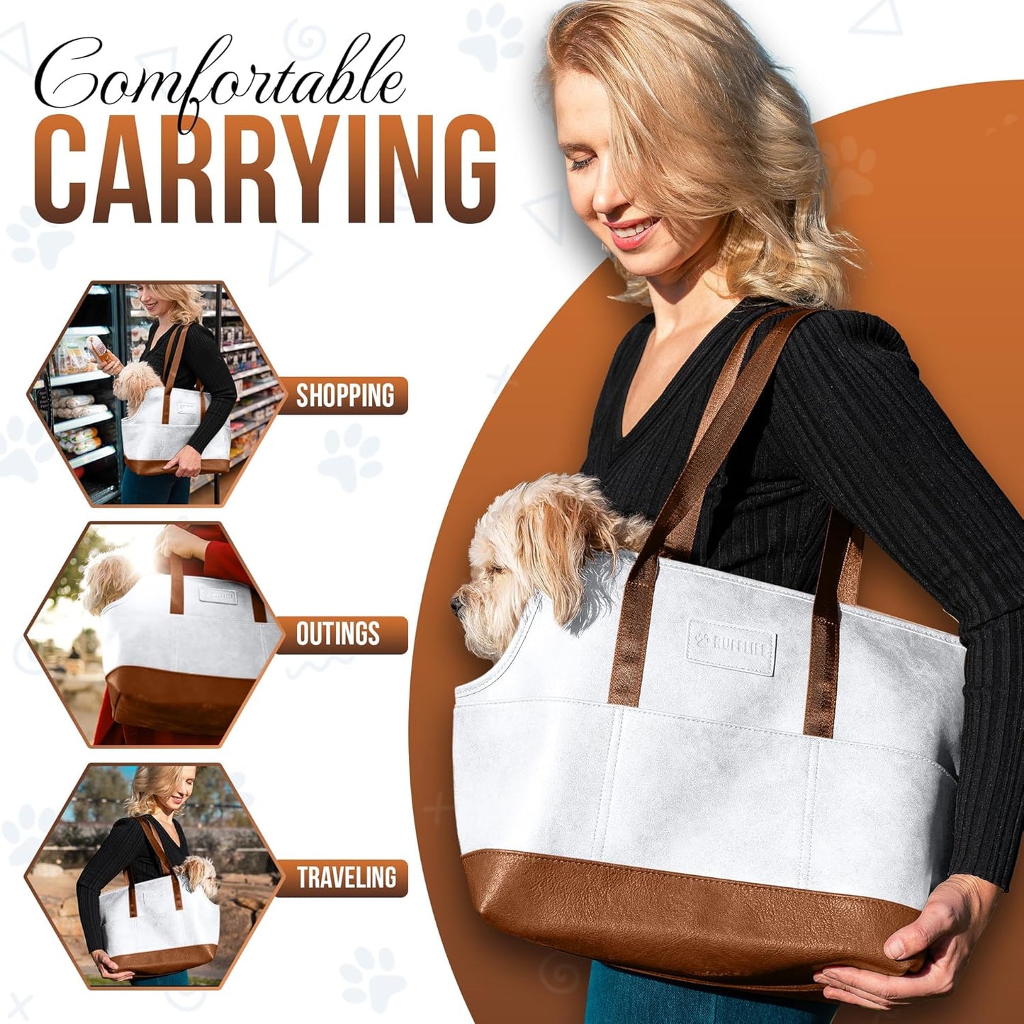 Faux Leather Small Dog Carrier – Hands-Free Pet Tote for Travel and Everyday Outings